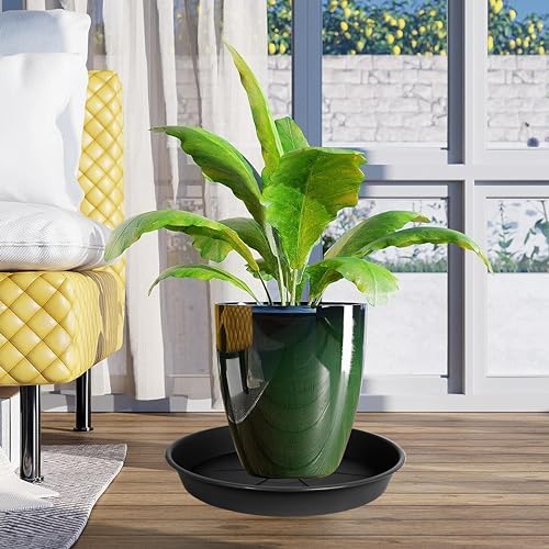 OVZILKI 3 Pack of Plant Saucer Tray 16 inch, Heavy Duty Plastic Pot Plant Drip Trays Saucers for Indoors Outdoor, Plant Water Tray for Planters 14 15" (16", Black) - Image 3