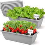 8 Pcs 24 Inch Plastic Window Boxes Planters, Light Gray by RimCereal