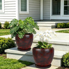 Ceramic Plant Pots With Saucer & Drainage Hole, 8 inch Indoor Flower Pots - Image 7