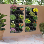 Vertical Wall Planter, Stackable Wall-Mounted Planter Indoor Outdoor w/36 Plastic Pots Living Wall Garden w/36 Non-Woven Fabrics Vegetable Hanging Pocket Holder Flowerpot (Black) - Image 6