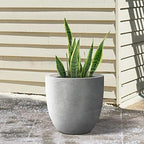 Kante Large Round Bowl Pale Gray Concrete Planter 18" Dia, Outdoor - Image 7
