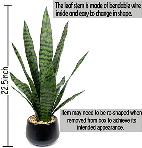 Bird Fiy Artificial Snake Plant 22.5" Faux Agave Fake Sansevieria Artificial Potted Plants for Indoor and Outdoor Home Office Décor - Image 3