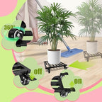 14x 14 inches Plant Caddy with Wheels Upgraded Lockable Heavy Duty Trolley Suitable for Indoor Outdoor Large Plant Pots Parasol Stands and Bases or Plant Stand Metal Square Black - Image 5