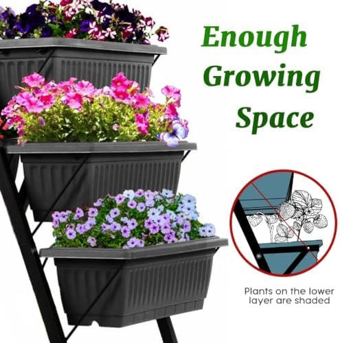 SEJOV 4FT Vertical Raised Garden Bed, 5 Tiers Elevated Planter Box, Black - Image 6