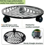 3 Packs Large Metal Plant Caddy with 3 PU Wheels 12" Heavy-Duty Wrought Iron Rolling Plant Stands Indoor Outdoor Wheeled Plant Dolly Planter Mover Rollers Plant Trolley Cart, Plant Saucers Included - Image 7