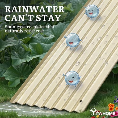YITAHOME 8x2x2ft Large Raised Garden Bed Kit, 24" Tall 9 in 1 Galvanized Metal Planter Box with Gloves and Safety Rubber, Outdoor Above Ground Planters for Plants Vegetables Flowers, Cream Yellow - Image 5