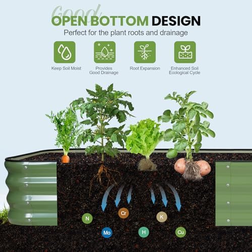 G GOOD GAIN Raised Garden Beds Outdoor, 5-in-1 Modular Metal Planter, Green - Image 6