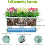 Oliz Window Box Planter 8 Pcs, 17 Inches Rectangle Flower Pots with Drainage Holes & Trays, Vegetable Planters for Windowsill Patio Garden Balcony Home Indoor Outdoor (Green, 16 * 7 * 6 inch) - Image 5