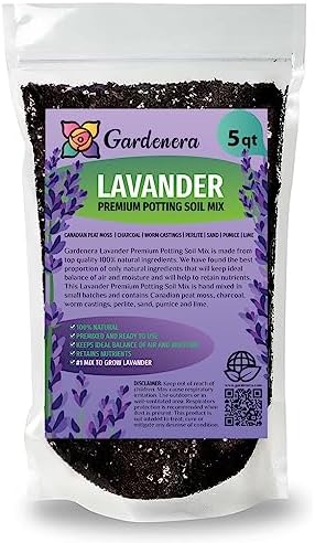 Premium Lavender Potting Soil by Gardenera - Unlock The Full Potential of Your Lavender Plants - 5 QUARTS by Gardenera