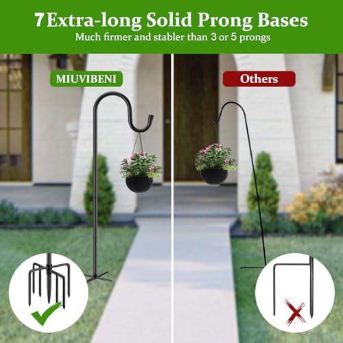 Shepherds Hooks for Outdoor with 7 Base Prongs, 72 Inches Heavy Duty Garden Bird Feeder Pole for Hanging Bird Feeder, Plant Baskets, Solar Light Lanterns, Outdoor Plant Hanger Hook,2 Packs - Image 6