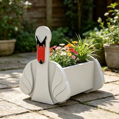 Animal PVC Flower Pot, Swan Shaped Succulent Planter Flower Holder for Garden Patio Balcony Window Sill, for Birthday Pet Lovers, 36x22cm(14x9in) - Image 2