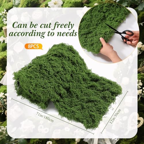 8 Artificial Moss Table Runner Halloween Enchanted Party Decor, Green - Image 3
