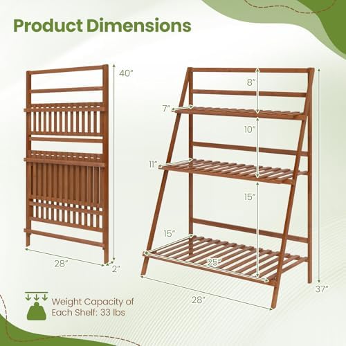 DREAMADE 3-Tier Bamboo Plant Stand, Ladder Plant Shelf - Image 5