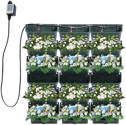Self-Watering Wall-Mounted Planter, Vertical Garden Planter Set with 18 Pots, Stackable Plant Grow Pots with Electronic Timer for Growing Veggies, Fruits, Herbs, Flowers. by DreamRcoach