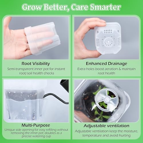 24 Pack 2.5" Self Watering Seed Starter Pots for Plant Propagation Cuttings - Image 3