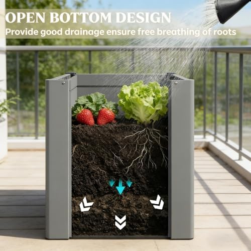 Outdoor Galvanized Garden Bed - Metal Raised Planter Flower Beds, Deep Root Planter Box Safety Edging & Gloves Included for Planting Flowers Herb Vegetables Tomatoes, Herbs Strawberry Grey - Image 7