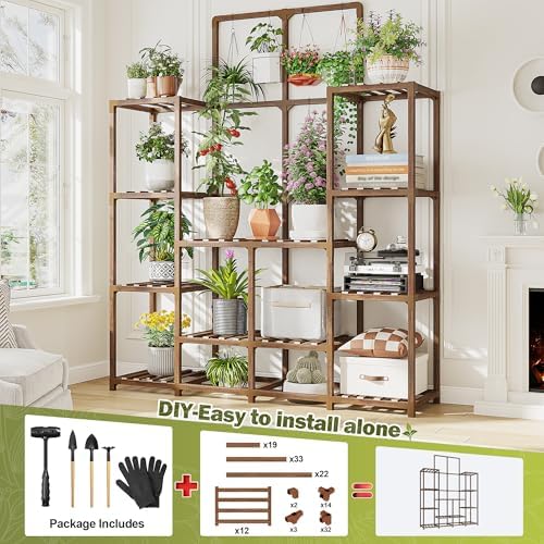 EnHomee Plant Stand. Storage 16-18 Pots, Sturdy & Stable, Adjustable Shelf - Image 4
