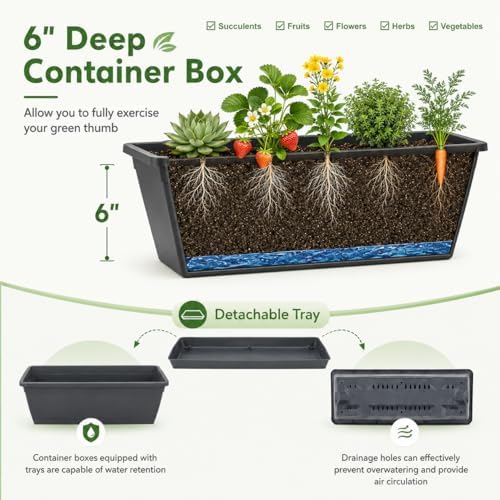 GIANTEX 5 Tier Vertical Planter Set of 2, Raised Garden Bed with Drainage Holes & Removable Trays, Metal Frame Elevated Planter Boxes for Herbs Vegetables Flowers, Indoor Outdoor Patio Balcony - Image 3