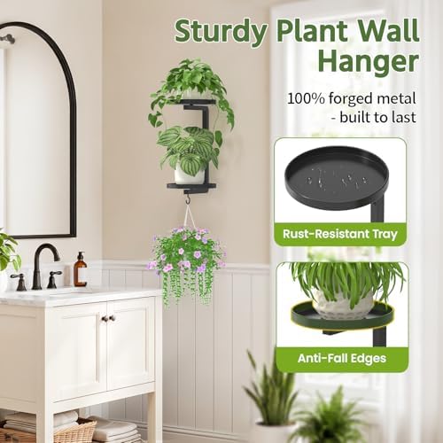 LASZOLA Plant Hanger Holder Window Shelf Wall Mounted Indoor, 2 Pcs Black - Image 4