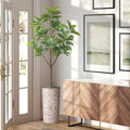 Artificial Tree in Geometric Pattern Planter, Fake Magnolia Tree for Indoor and Outdoor Home Decoration - 70" Overall Tall (Plant Pot Plus Tree) by SIGNWIN