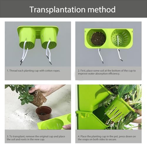 SUNGOOYUE Vertical Garden Planter, PP Hanging Planter with Deeper Pockets, 22.4 X 9.4 Inch Living Wall for Flowers Vegetables Strawberries on Balcony Fence Garden Nursery (Light Green) - Image 3