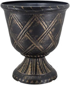 Arcadia Garden Products PL61GD Lattice Plastic Garden Urn, Classic Decorative Garden Pot Planter for Indoor and Outdoor Plants, Gold by Unknown