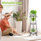 KMOTASUO 3 Tier Metal Plant Stand Tall for Indoor Outdoor Corner, Black - Image 2