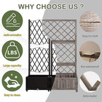 Planter Box Trellis,Large Outdoor Plastic Raised Garden Bed with Drain Plug for Climbing Plants,Elevated Planter Box with Legs,Outdoor Standing Flower Beds for Patio Vegetable Herb - Image 3