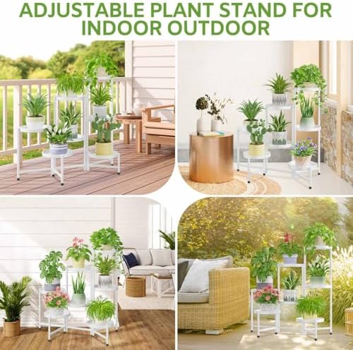 iDavosic.ly 7 Tier Large Plant Stand Indoor Outdoor, 10 In Wide Tray, White - Image 2