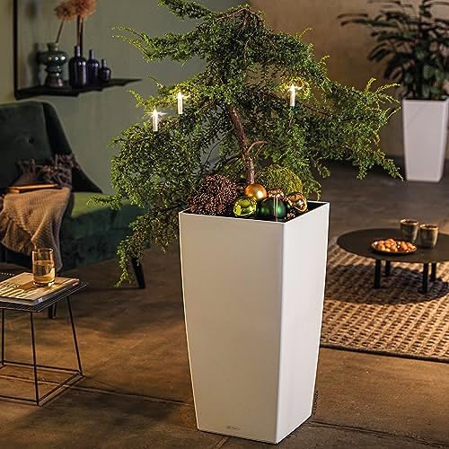 Lechuza 13150 Cubico Color 40 Self-Watering Planter for Indoor and Outdoor Use, 16" x 16" x 30", White - Image 6