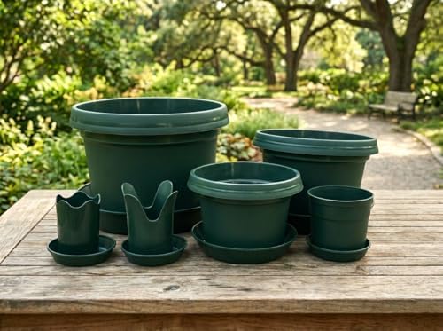 12-Piece Plant Pot & Saucer Set, Green - Image 3