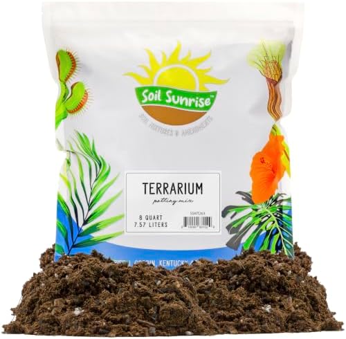 Soil Sunrise Terrarium Potting Soil Mix (8 Quarts) w/Blended Filtering Charcoal Custom Made for Terrariums by SoilSunrise