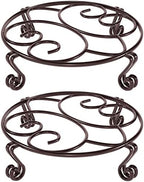 Yimobra 2 Pack Plant Stand for Flower Pot Heavy Duty Potted Holder Indoor Outdoor Metal Rustproof Iron Garden Container Round Supports Rack for Planter Bronze, Brown,10.2 Inches by Yimobra