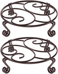 Yimobra 2 Pack Plant Stand for Flower Pot Heavy Duty Potted Holder Indoor Outdoor Metal Rustproof Iron Garden Container Round Supports Rack for Planter Bronze, Brown,11.8 Inches by Yimobra
