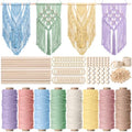 Wesnoy 268 Pcs Macrame Kits for Adults Beginners Weaving Supplies with 3 mm Macrame Cord Cotton, Wooden Beads, Wooden Rings and Sticks for DIY Plant Hangers Wall Hangings, No Insturctions (Pastel) by Wesnoy