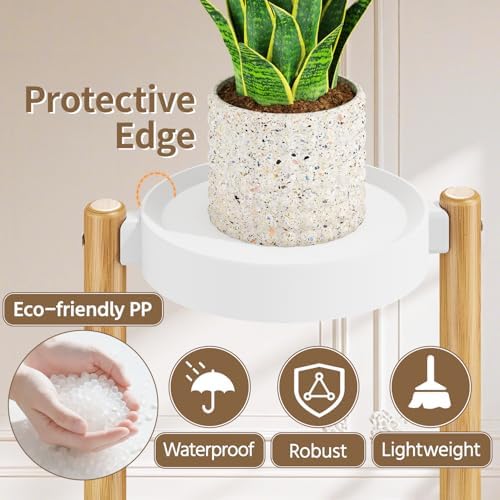 LASZOLA Plant Stand Table Tall for Indoor Corner, 4 Tier Bamboo White - Image 3
