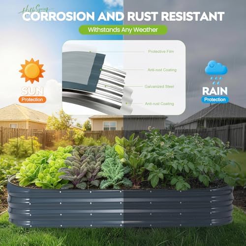 Galvanized Raised Garden Bed 2 PCS, 8x2x1ft Metal Planter Box Grey - Image 4