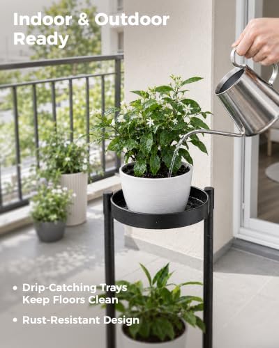 Bamworld Plant Stand Indoor Outdoor 3 Tier Corner Plant Shelf Metal Holder - Image 7
