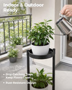 Bamworld Plant Stand Indoor Outdoor 3 Tier Corner Plant Shelf Metal Holder - Image 7