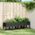 Gecheer Elevated Garden Planter Box with Legs, 160x40x42 cm Black PP Raised Bed with Rattan Look, Large Outdoor Flower Pot for Patio Terrace Vegetables Climbing Plants, Easy Drainage Bottom Design by Gecheer