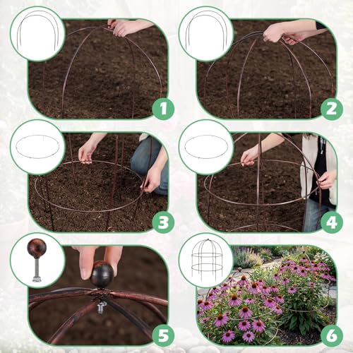 2 Pcs 36 × 28" Bronze Bird Cage Peony Climbing Plant Support Heavy Duty Metal Cage Large Plant Support Outdoor Garden Trellis for Peonies, Baptisia, Sedum & Other Perennials - Image 4