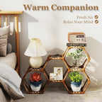 Tikea Hexagonal Indoor Outdoor Plant Stand, Small 7-Tier Wooden Plant Shelf - Image 4