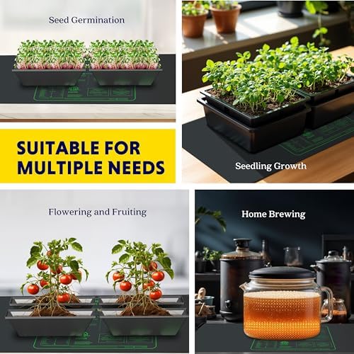 iPower 2-Pack Seedling Heat Mat Upgraded Technology Waterproof Durable Germination Station Warm Hydroponic Pad for Indoor Home Gardening Seed Starter, 48" x 20", Black - Image 3
