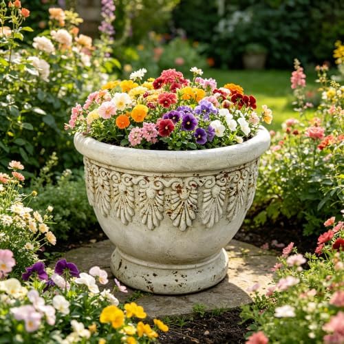KEIKI MGO Urn Planters Outdoor, Large Garden Pots for Flowers Plants, White - Image 4