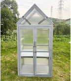 Mini Greenhouse Kit Outdoor Small Green House, Wood, Plant Stand for Indoor G Patio Balcony Apartments Porch Terrace Outsid Accessories, UV Resistant, Gray - Image 5
