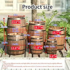 Rustic Wooden Wine Barrel Planter, Creative Barrel Flower Pot for Balcony, Garden, Patio, Home Décor(11.8" H) - Image 2