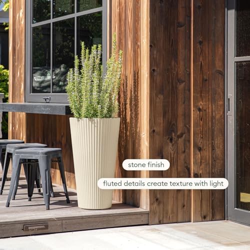 Veradek Demi Series Tall Planter - Tall Tapered Outdoor Planter with Shelf - Image 4