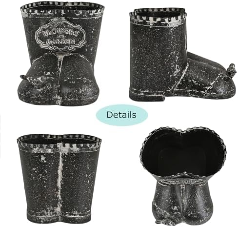 Vintage Distressed Metal Boot Planter with Bird Accent Farmhouse Decorative Plant Pot for Succulents, Small Plants & Floral Arrangements, Boot-Shaped Flower Pot for Indoor Outdoor Garden Balcony Decor - Image 3
