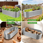 17" Tall Oval-Shaped / Elliptic Metal Raised Garden Bed Outdoor Silver - Image 7
