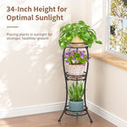 LASZOLA 3 Tiers Metal Corner Plant Flower Stand Tall Indoor Outdoor, Black - Image 2